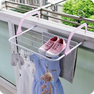 优思居创意带夹子可折叠晾晒架袜子夹阳台晒鞋架晒衣架毛巾挂架