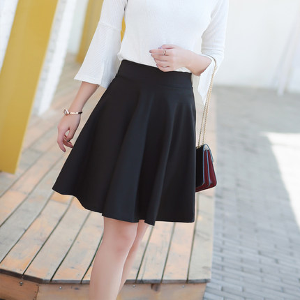 45厘米秋短裙女裤裙纯色显瘦a字裙黑色打底裙高腰百搭秋冬半身裙