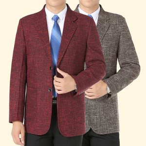 秋冬新款爸爸装春秋男西装大码休闲西服中老年