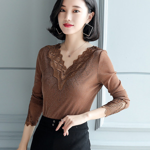 女蕾丝打底衫春秋款图片