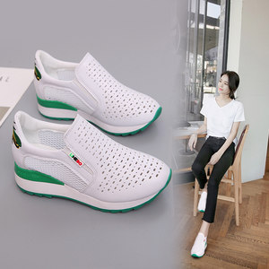内增高小白鞋女2018夏季新款百搭韩版网鞋透
