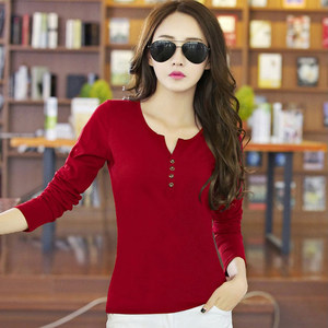 秋衣女体桖外穿休闲长袖纯色贴身打底衫t血显瘦百搭丅恤上衣女装