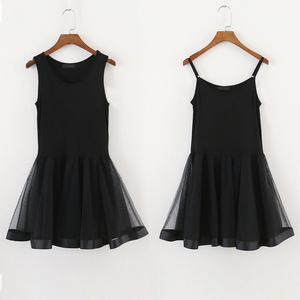 莫代尔背心裙2019新款夏蓬蓬吊带纱裙蕾丝连衣裙网纱打底裙短裙女