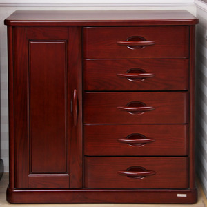 顺心 span class=h>水曲柳 /span>实木五屉柜现代中式实木家具红色五 