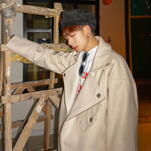 leman金俊 ins超火的外套韩国个性时尚纯色百搭加厚呢子情侣夹克