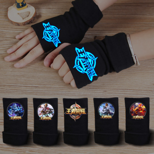王者荣耀手套棉男女学生半指手套夜光秋冬保暖写字打游戏手套露指