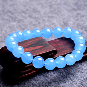 海蓝宝玉髓手链海蓝水晶蓝玉髓时尚饰品女士手串正品