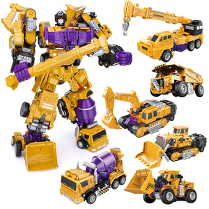 男孩大号手动变形 span class=h>玩具 /span>金刚工程车机器人 span