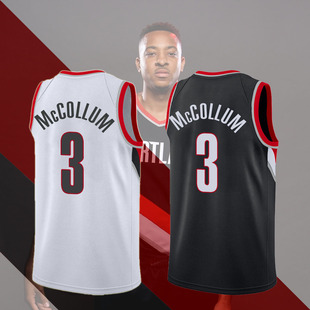 新赛季开拓者版cj麦科勒姆球衣撕裂之城3号吸汗透气热压篮球队服