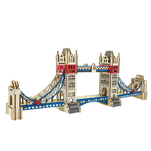 伦敦塔桥古建筑木质拼图3d立体模型积木制拼装组装英国双子桥摆件