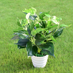 仿真植物绿萝叶盆栽绿色假花草塑料花盆景绿叶室内外装饰花卉摆件
