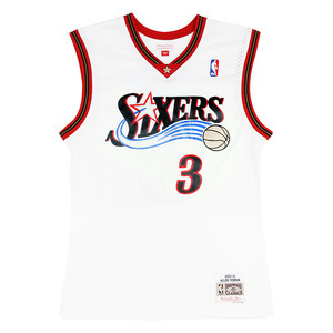 【现货sf】nba球衣 复古 刺绣 艾弗森 iverson 76人白流星 mn sw