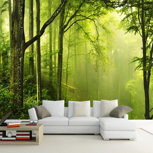 品牌名称: 绿色风景沙发卧室背景墙壁纸