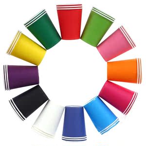 一次性纸杯 幼儿园绘画彩绘diy喝水手工杯子 彩色饮家用杯