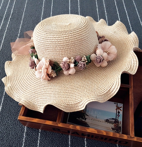 浪边草花帽大檐帽 span class=h>沙朵 /span>滩帽