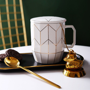 陶瓷马克杯创意水杯现代简约几何ins风格杯子咖啡杯北欧情侣杯