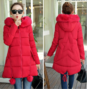 反季清仓 span class=h>处理 /span>冬装中长款加厚大毛领羽绒 span