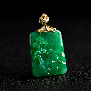 澜卡 span class=h>珠宝 /span>高端翡翠山水牌18k金镶嵌 span class=