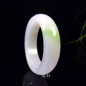 和田玉老坑青海翠青纯手工女手镯宽镯天然玉石