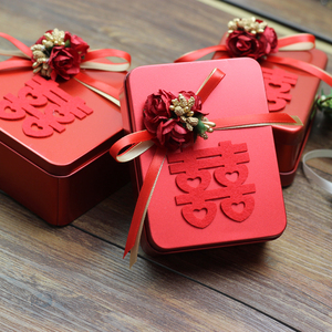 红色喜糖铁盒图片