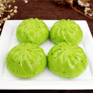 酒店特色菠菜包猪肉香菇包子广式早茶点心儿童早餐速冻面食10个