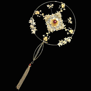 新娘中高端中式 span class=h>婚礼 /span>团扇金属镂空秀禾古装花 