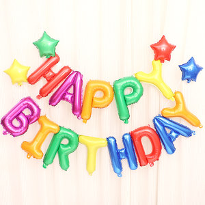 美版悬挂英文字母铝膜气球生日派对背景墙布置