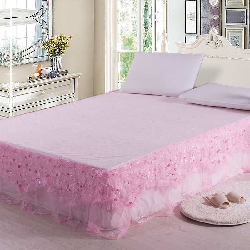 蕾丝床裙床罩单件15m18米韩版花边床套防滑保护套