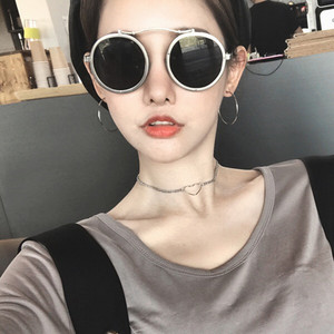 韩国原宿网红同款复古显脸小太阳眼镜女金属框