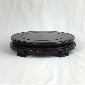 花盆底座奇石花瓶实木滚动转盘托架圆形佛像石头鱼缸酒坛摆件托盘