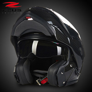瑞狮碳纤维摩托车头盔男女士全覆式双镜片赛车