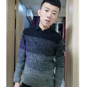 渐变色男针织衫图片