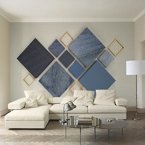 现代简约几何菱形壁画电视背景墙 span class=h>个性 /span>6d墙纸 