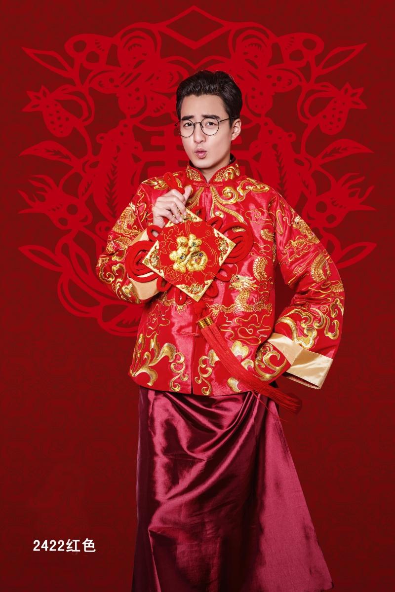 黄晓明明星同款嫁衣新郎秀禾服男装龙凤褂大码中式结婚礼服敬酒服