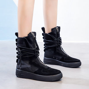 秋季ins嘻哈鞋子高帮磨纱皮时尚玫红色空军三号街舞鞋网红鞋 span