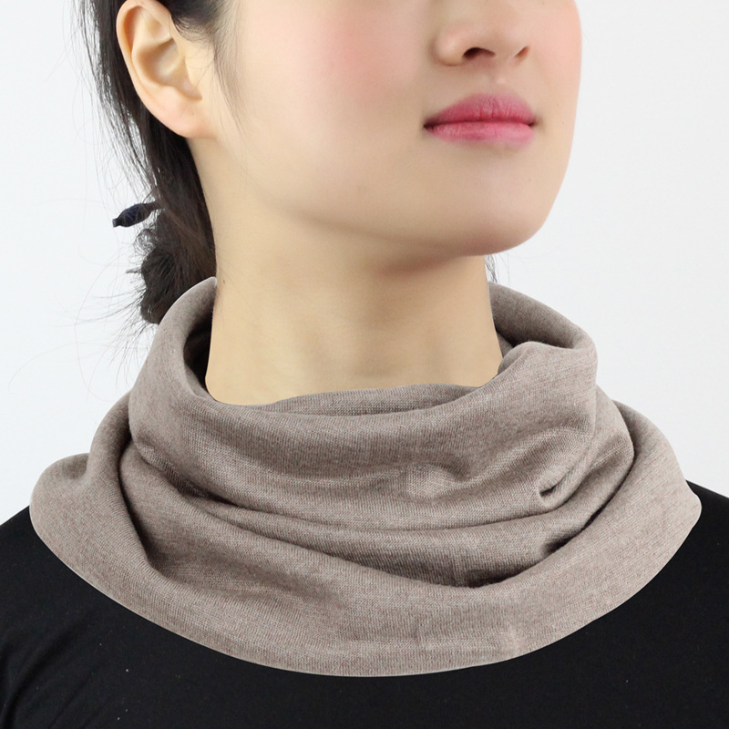 真丝羊绒围脖薄款女春秋冬季韩版百搭纯色保暖护颈套头脖套假领子