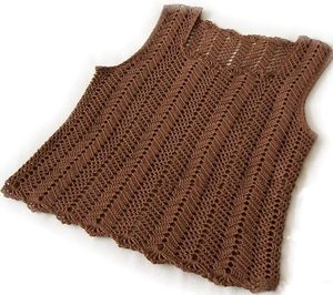 包邮定制 瑞丽钩花方领针织衫背心女装上衣 镂空编织毛衣钩织496