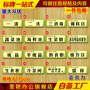 包邮厨房分类标牌提示牌酒店标识贴牌食堂伙房指示分区牌归类牌子
