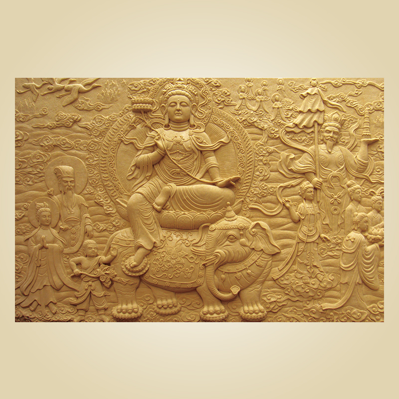 人造砂岩浮雕 背景墙砂岩浮雕壁画 立体沙雕壁画 酒店普贤菩萨图
