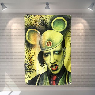 玛丽莲.曼森 marilyn manson摇滚挂旗酒吧装饰壁挂挂布窗帘试衣间