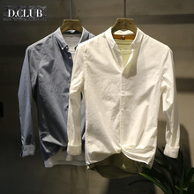DCLtjB 202oy新式长袖衬衫男青年简约文艺净色休闲宽松衬衣潮