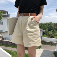 EKOtkL夏季韩款xw腿短裤女白色宽松显瘦a字热裤休闲工装短裤子