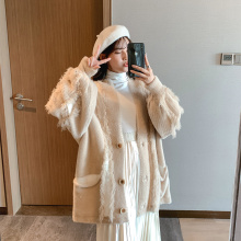水貂绒tl衣外套女中cr021早春新式网红女装针织开衫外穿慵懒风