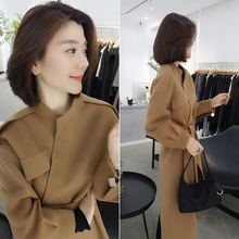 卡其色tl腰系带中长nm大衣外套欧洲站冬季女装2020新式欧货潮