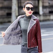 201to冬季新式海an真皮皮夹克女士皮外套皮毛一体皮衣女潮加厚