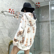 Alotpely wld满印卡通(小)熊开衫连帽外套男女情侣宽松拉链卫衣ins