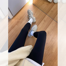 阿一 tp020春夏ld皮裤打底裤女外穿 高腰显瘦黑色休闲弹力长裤