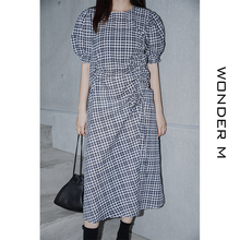 wontper m女ld连衣裙夏韩款泡泡袖收腰设计感显瘦chic法式裙子