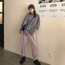 春装新tp韩款复古印ld长袖衬衫洋气轻熟女士衬衣上衣冷淡风女