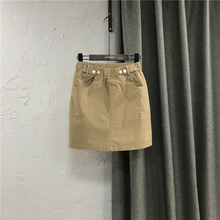 韩款牛tp半身裙女装ld0春夏新品高腰显瘦直筒短裙松紧腰休闲裙子